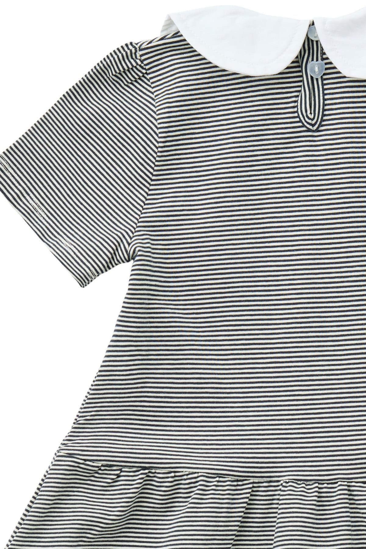 STRIPED DRESS W. POPLIN COLLAR - NAVY/CREAM STRIPE