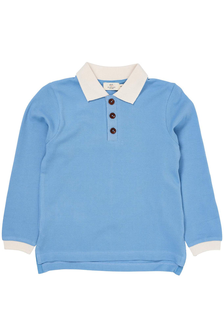 PIQUE LS POLOSHIRT W. SLIT - SKY BLUE COMB