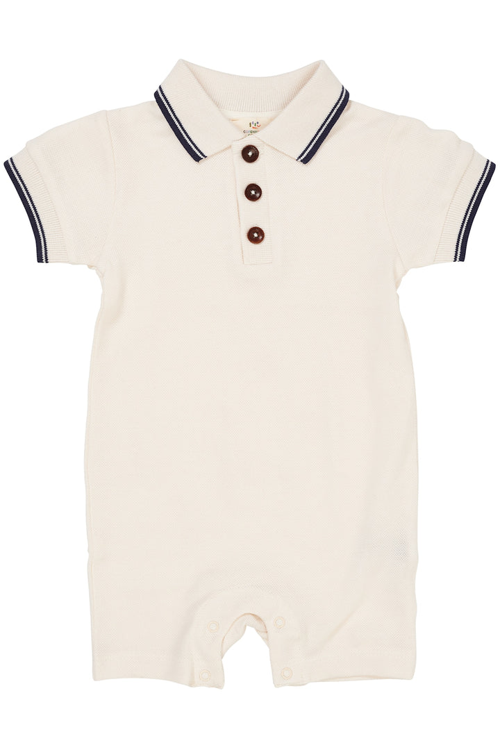 PIQUE POLO ROMPER - CREAM COMB