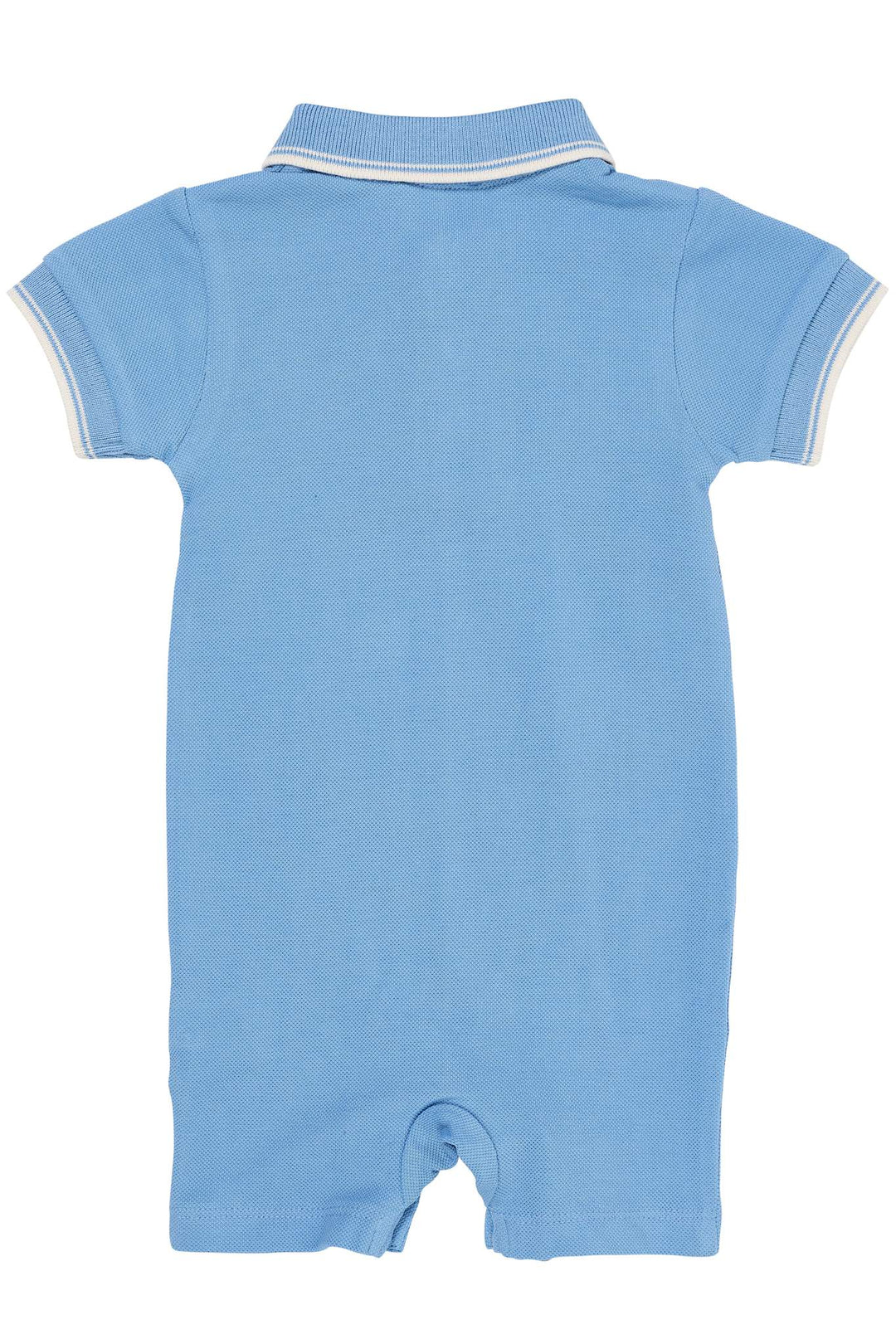 PIQUE POLO ROMPER - SKY BLUE COMB