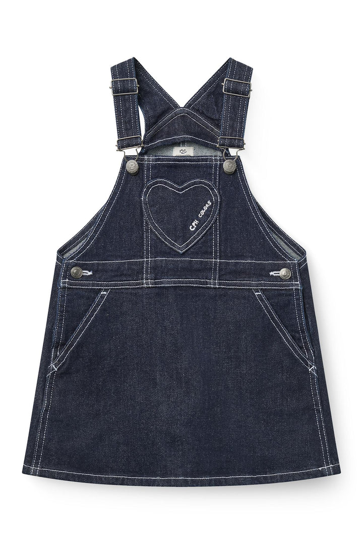 Organic Denim Spencer Dress w. Heart Pocket - Raw Denim