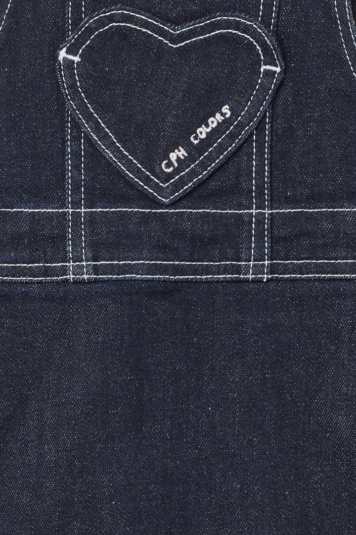 Organic Denim Spencer Dress w. Heart Pocket - Raw Denim