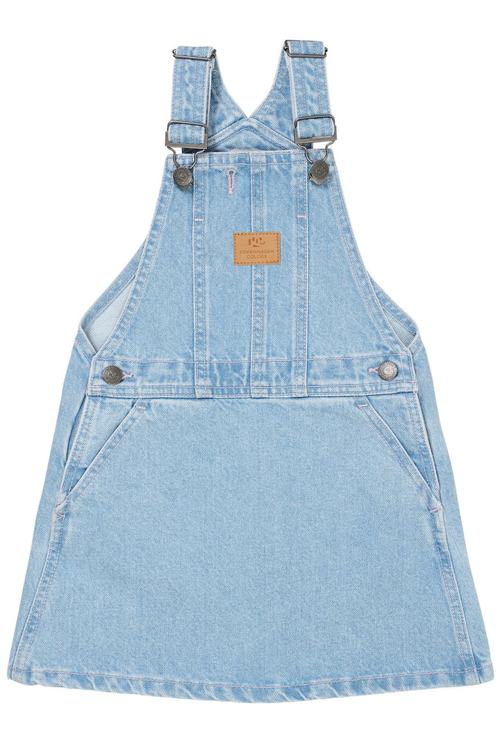 ORGANIC DENIM SPENCER DRESS W HEART - SUPER LT BLUE INDIGO WASHED