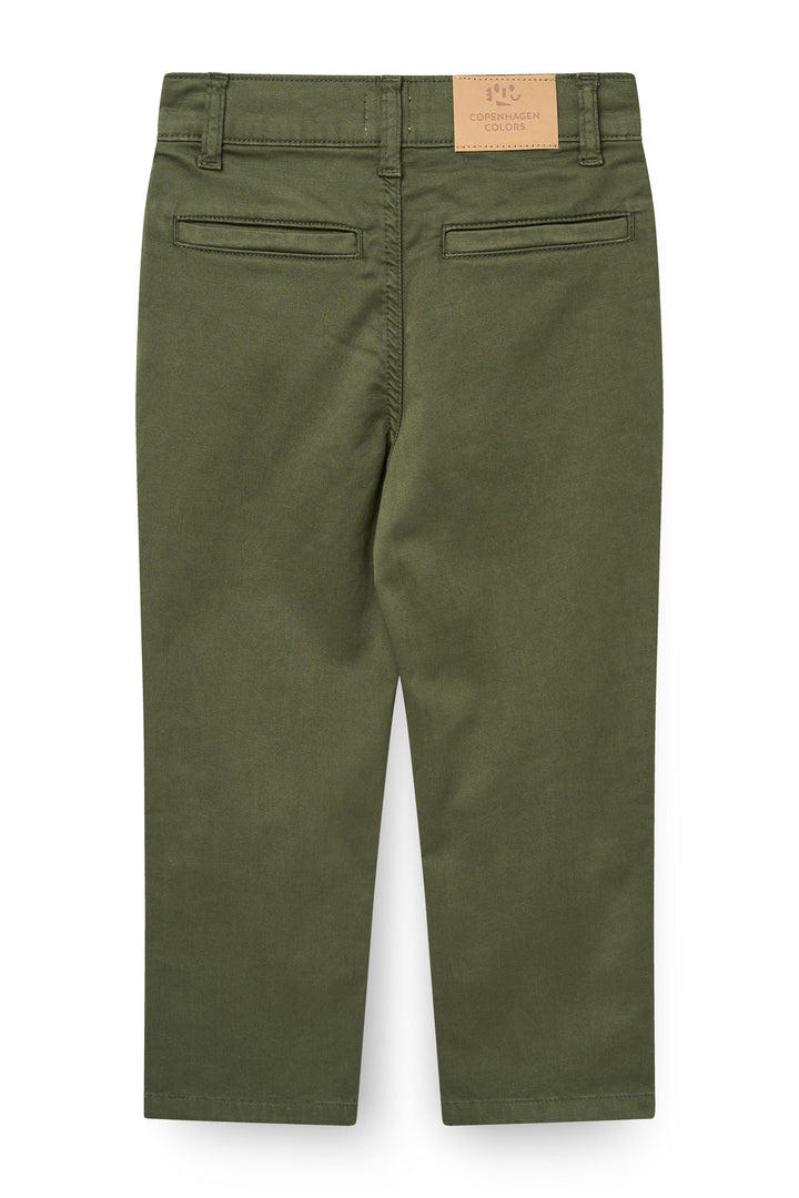 Silky Twill Chino Pants - With Stretch - Dk. Green