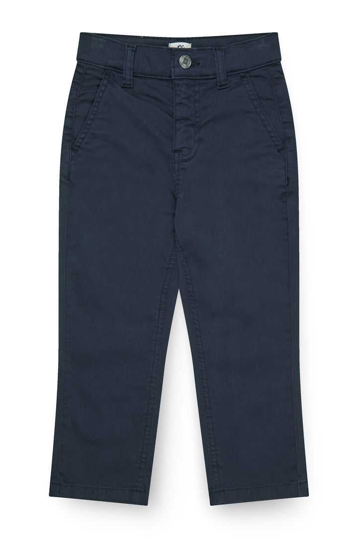 Silky Twill Chino Pants - With Stretch - Navy