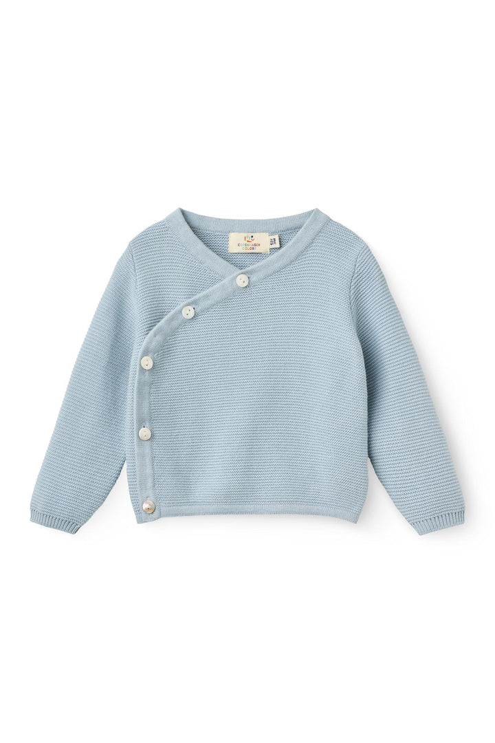 BABY CROSS-OVER CARDIGAN - DUSTY BLUE