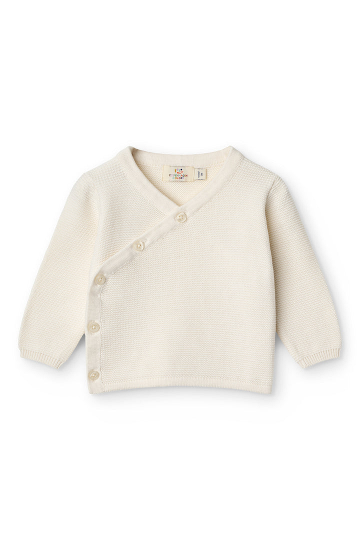 Cotton Knitted Baby cross-over cardigan - CREAM