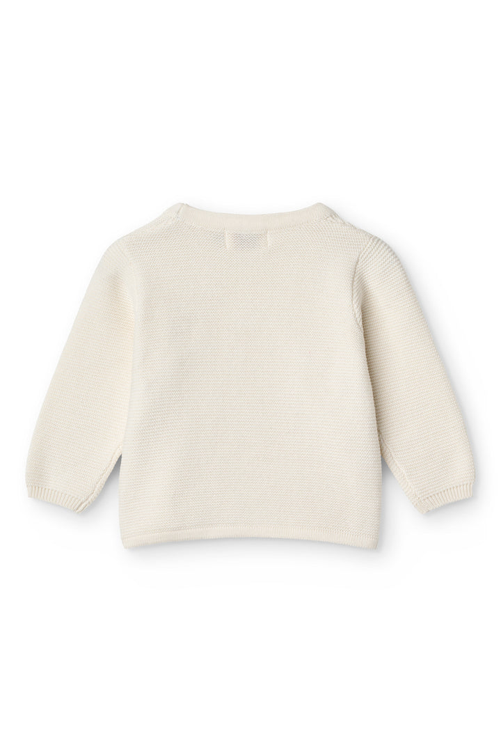 Cotton Knitted Baby cross-over cardigan - CREAM