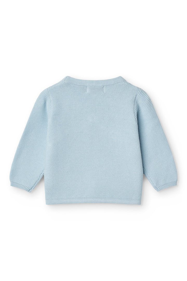 Cotton Knitted Baby cross-over cardigan - DUSTY BLUE
