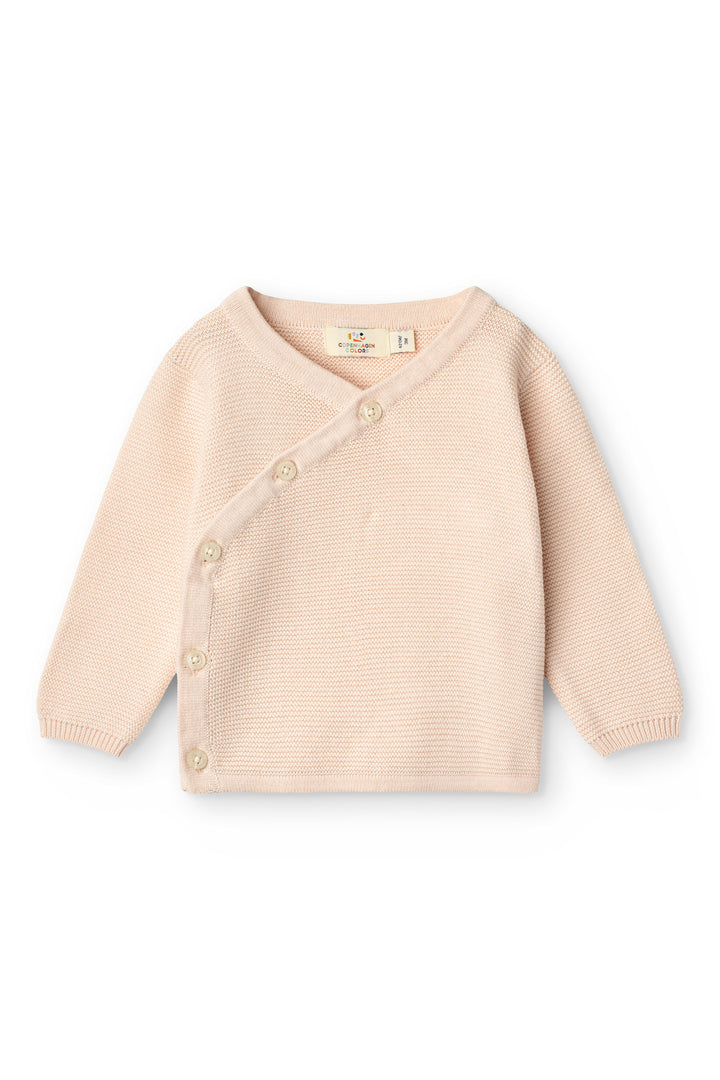 Cotton Knitted Baby cross-over cardigan - SOFT PINK