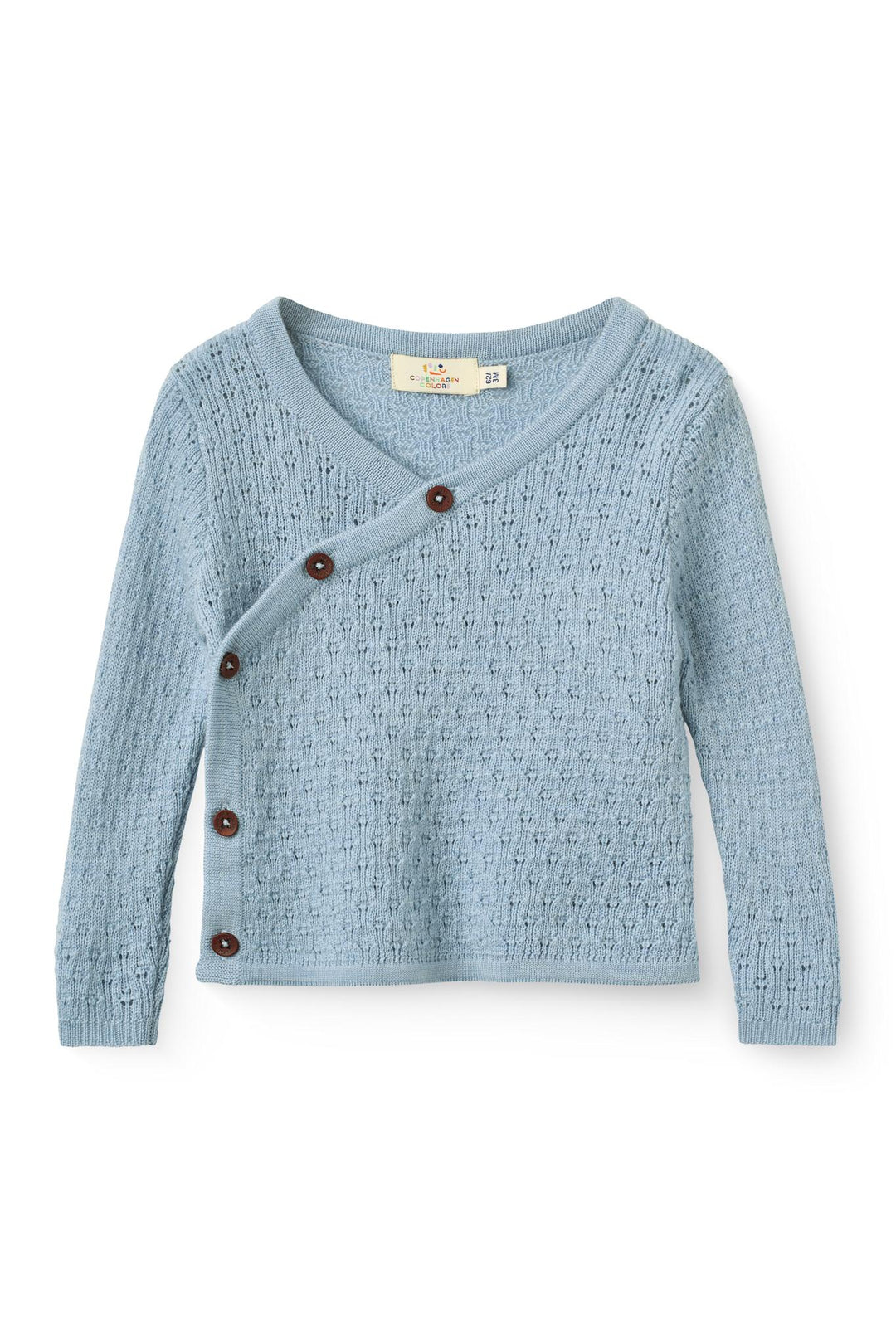 Merino Pattern Baby Cross-Over Cardigan - Dusty Blue
