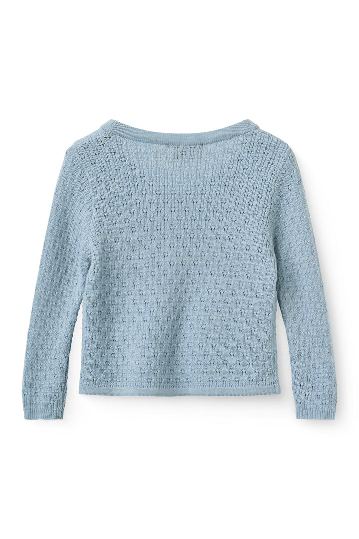 Merino Pattern Baby Cross-Over Cardigan - Dusty Blue