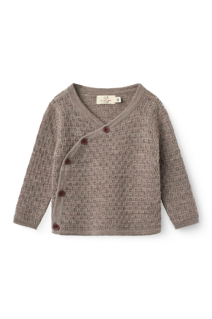 Merino Pattern Baby Cross-Over Cardigan - Natural Melange