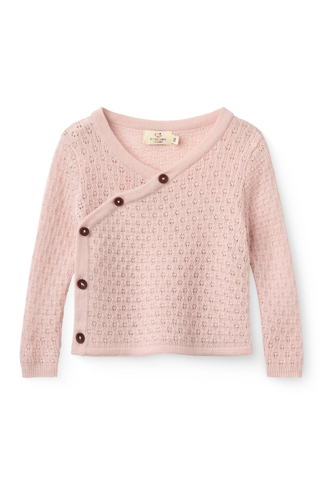 Merino Pattern Baby Cross-Over Cardigan - Soft Pink