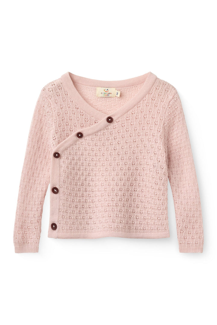 Merino Pattern Baby Cross-Over Cardigan - Soft Pink