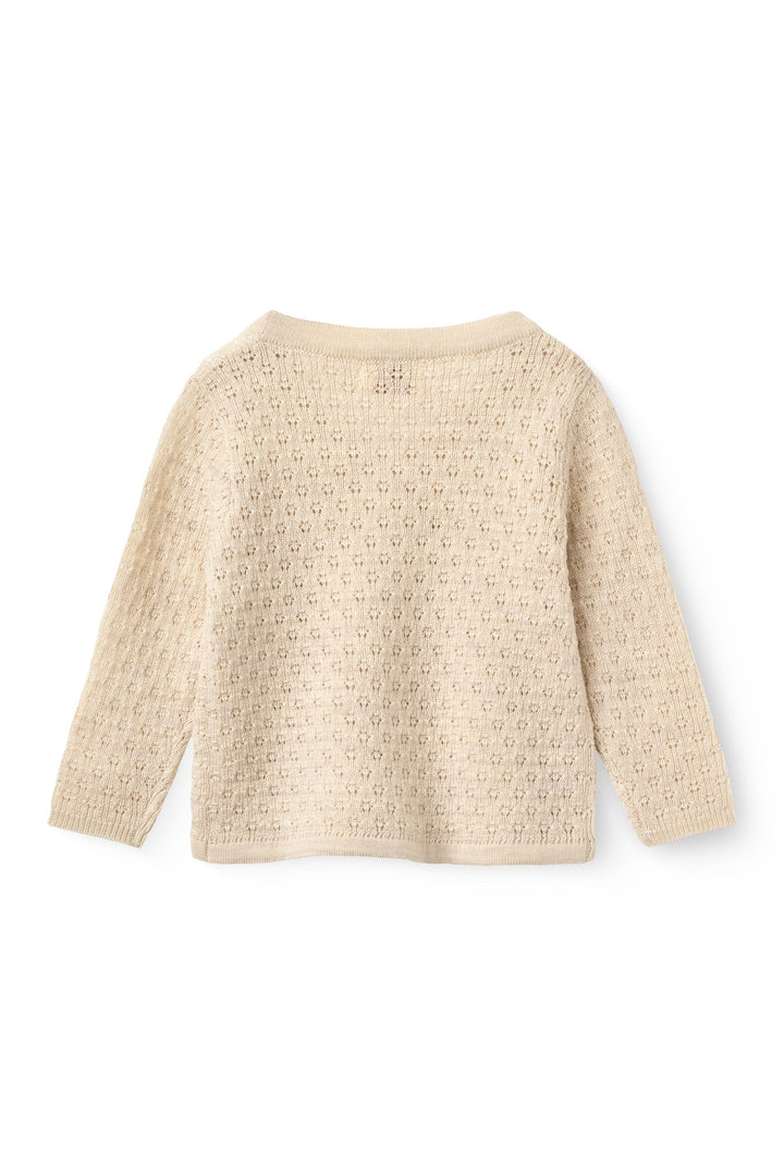 Merino Pattern Baby Cross-Over Cardigan - Pale Cream Melange