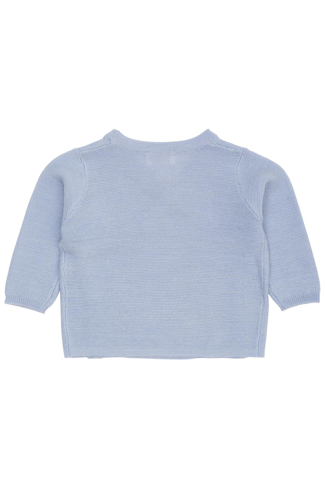 MERINO BABY CROSS-OVER CARDIGAN IN GARTER STITCH - DUSTY BLUE