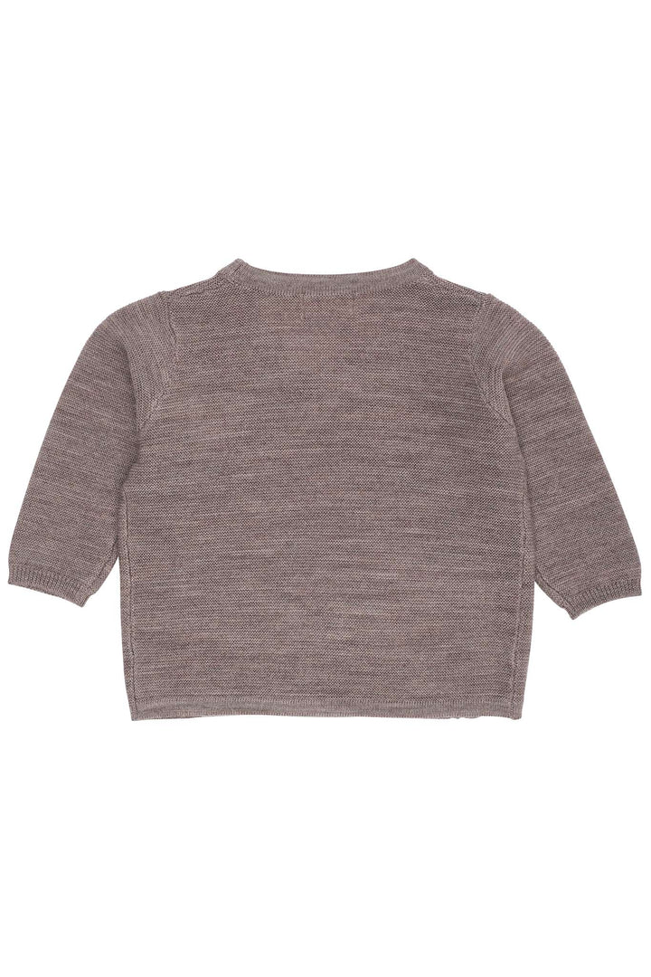 MERINO BABY CROSS-OVER CARDIGAN IN GARTER STITCH - NATURAL MEL
