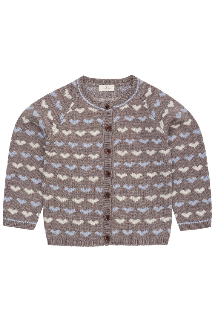 MERINO HEART CARDIGAN - NATURALMEL./DUSTY BLUE COMB