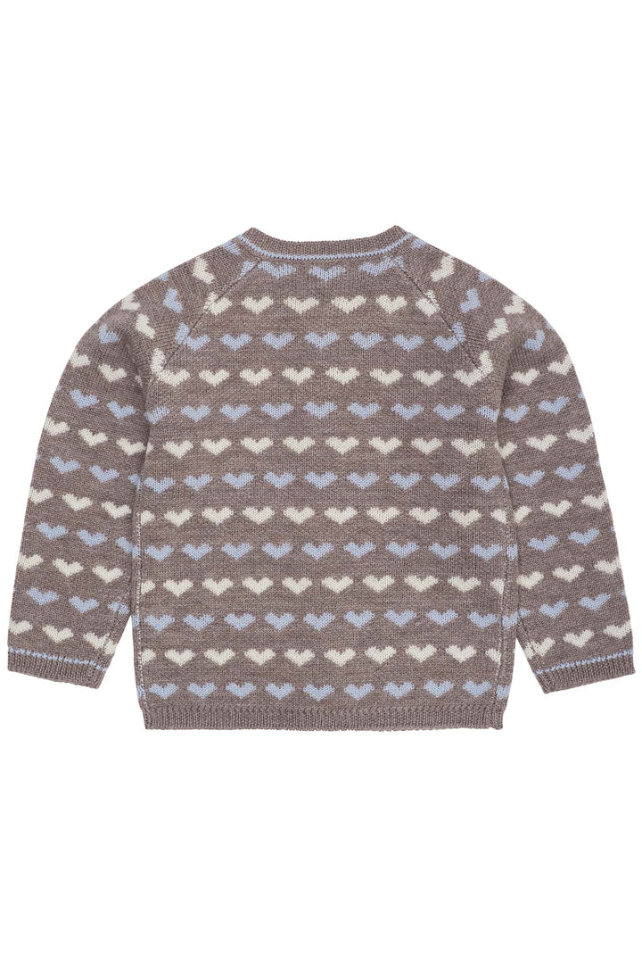 MERINO HEART CARDIGAN - NATURALMEL./DUSTY BLUE COMB