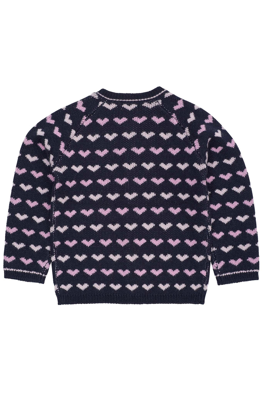 MERINO HEART CARDIGAN - NAVY/BUBBLEGUM COMB