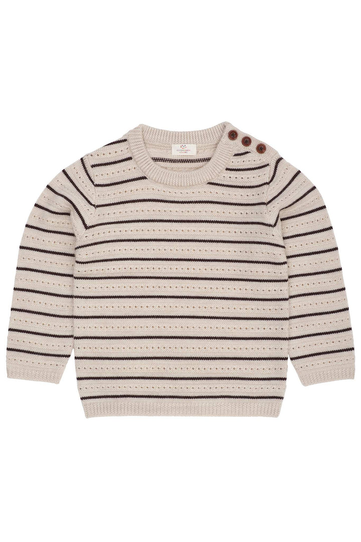 MERINO PATTERN SWEATER - PALE CREAM MEL./DK BROWN COMB