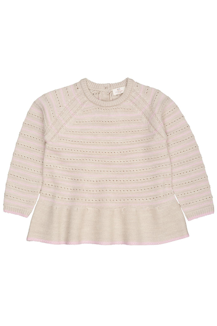 MEIRNO HOLE PATTERN BLOUSE W. FRILL - PALE CREAM MEL./BUBBLEGUM COMB