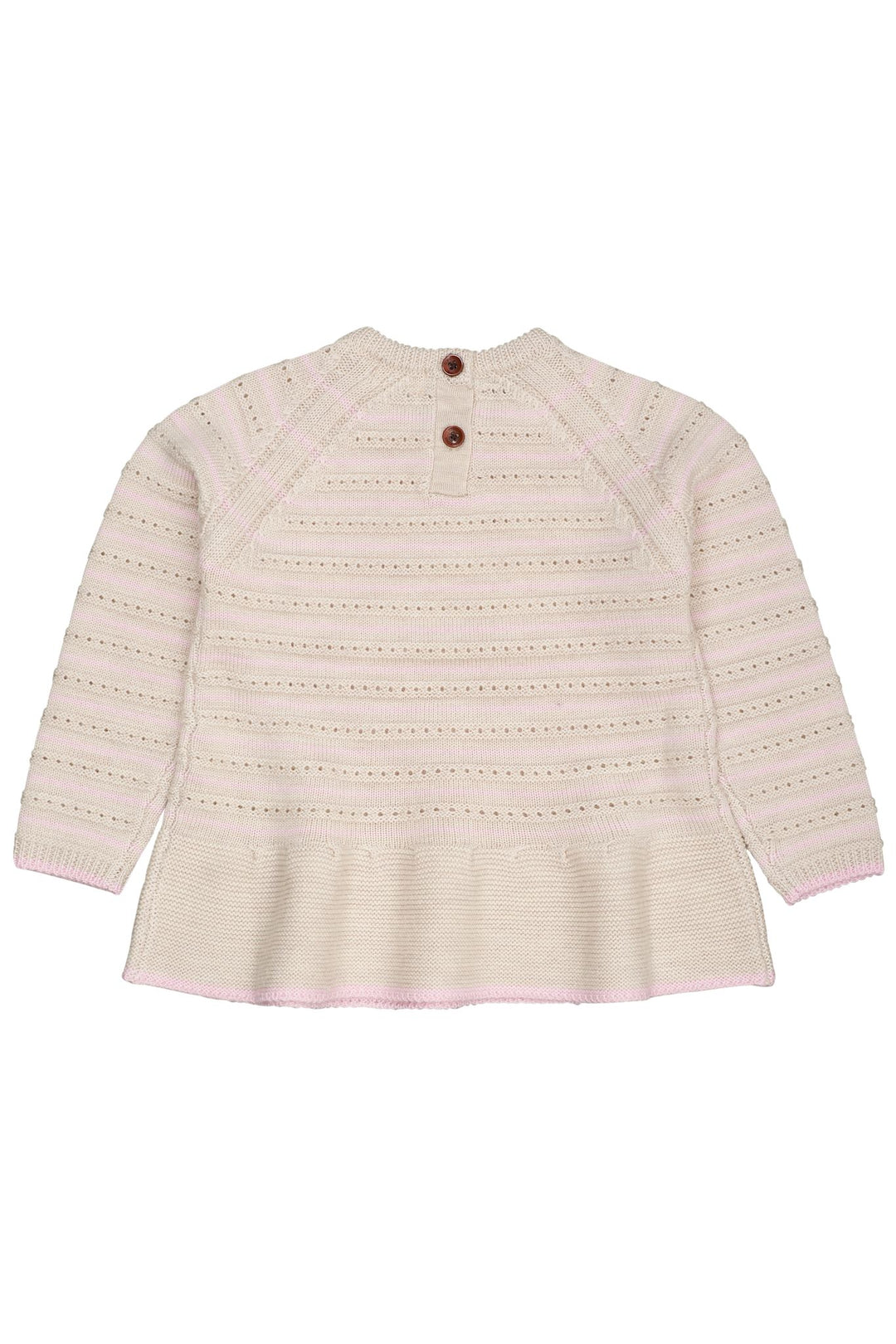 MEIRNO HOLE PATTERN BLOUSE W. FRILL - PALE CREAM MEL./BUBBLEGUM COMB