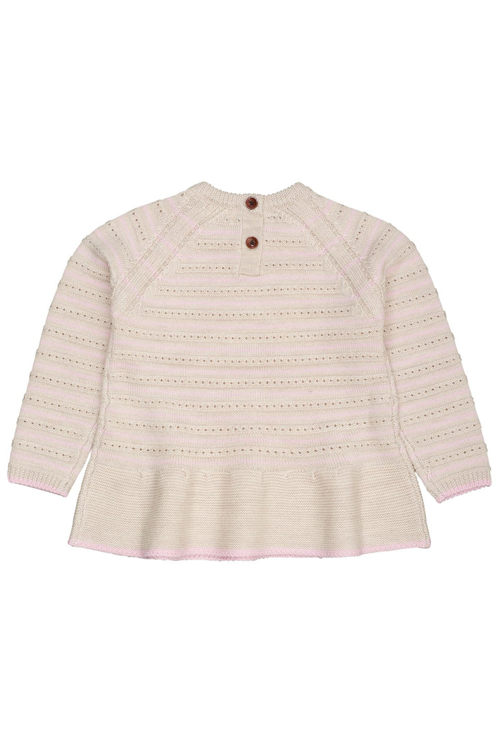 MEIRNO HOLE PATTERN BLOUSE W. FRILL - PALE CREAM MEL./BUBBLEGUM COMB