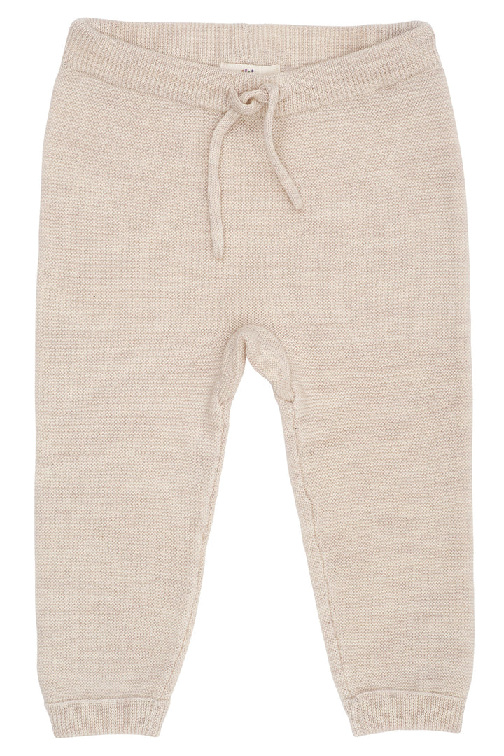 MERINO BABY LEGGINGS IN GARTER STITCH - PALE CREAM MEL