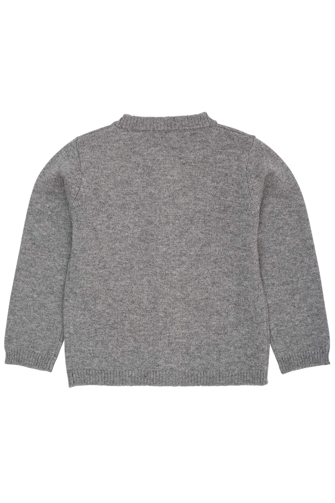 CASHMERE CARDIGAN W. POPLIN BOW - DK GREY MEL./CREAM COMB.