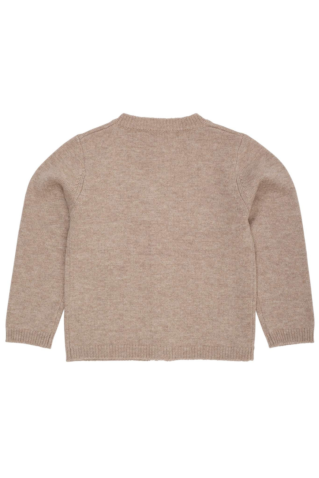 CASHMERE CARDIGAN W. POPLIN BOW - SAND/LAVENDER COMB.