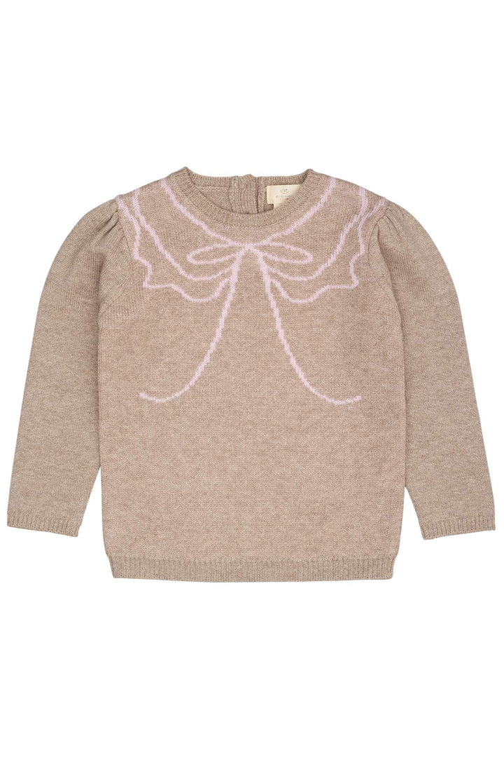 CASHMERE BOW DECO BLOUSE - SAND/BUBBLEGUM COMB.