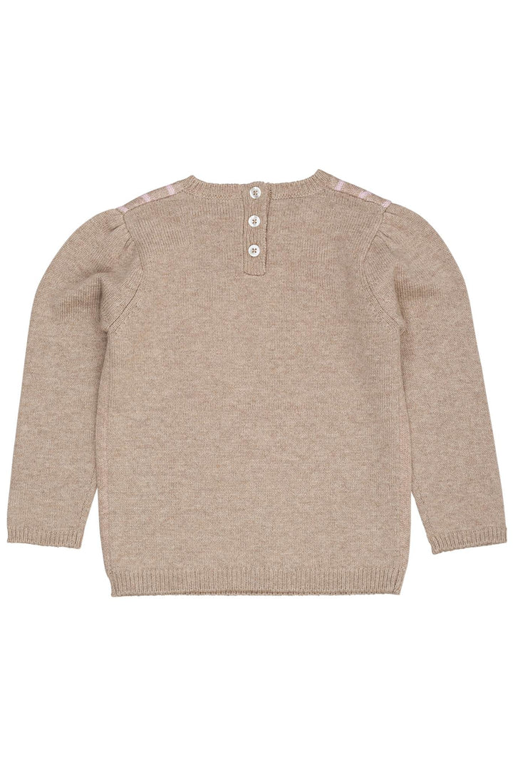 CASHMERE BOW DECO BLOUSE - SAND/BUBBLEGUM COMB.