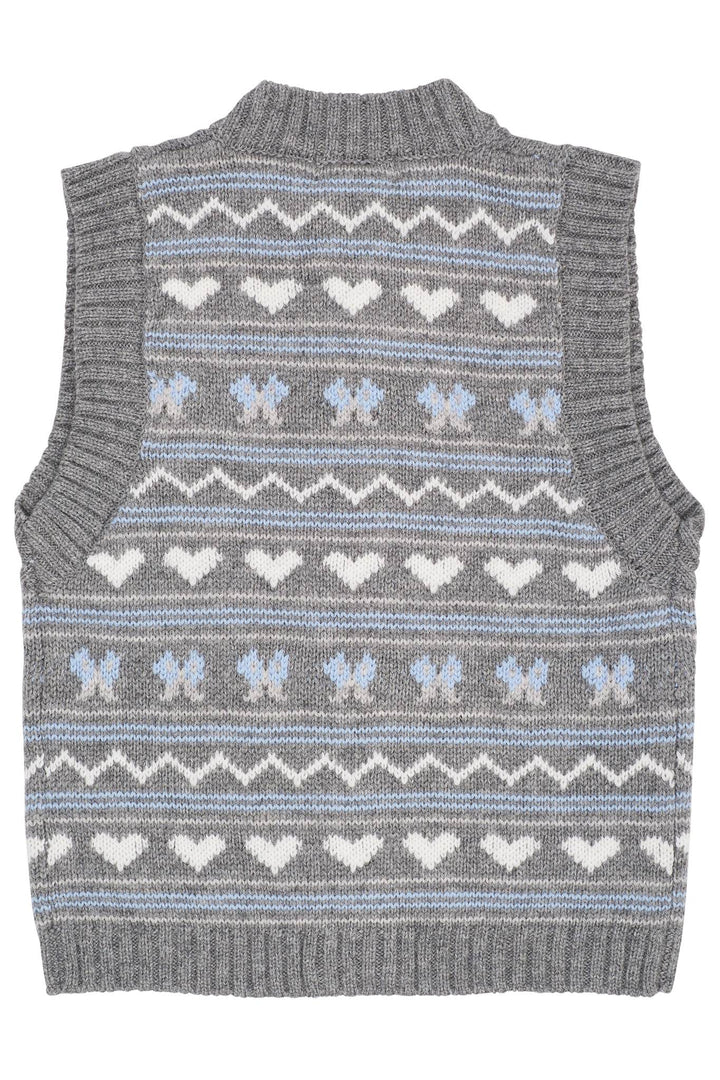CASHMERE PATTERN VEST - DK GREY COMB