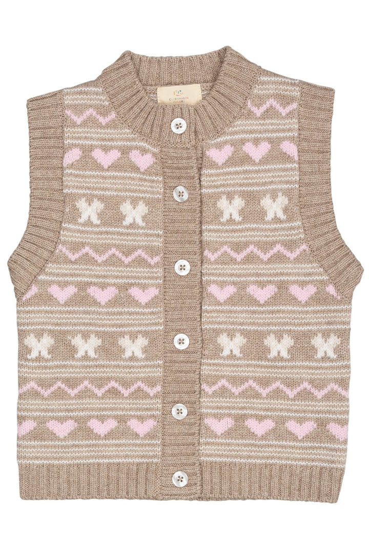 CASHMERE PATTERN VEST - SAND COMB.