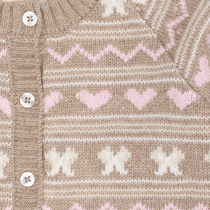 CASHMERE PATTERN CARDIGAN - SAND COMB.