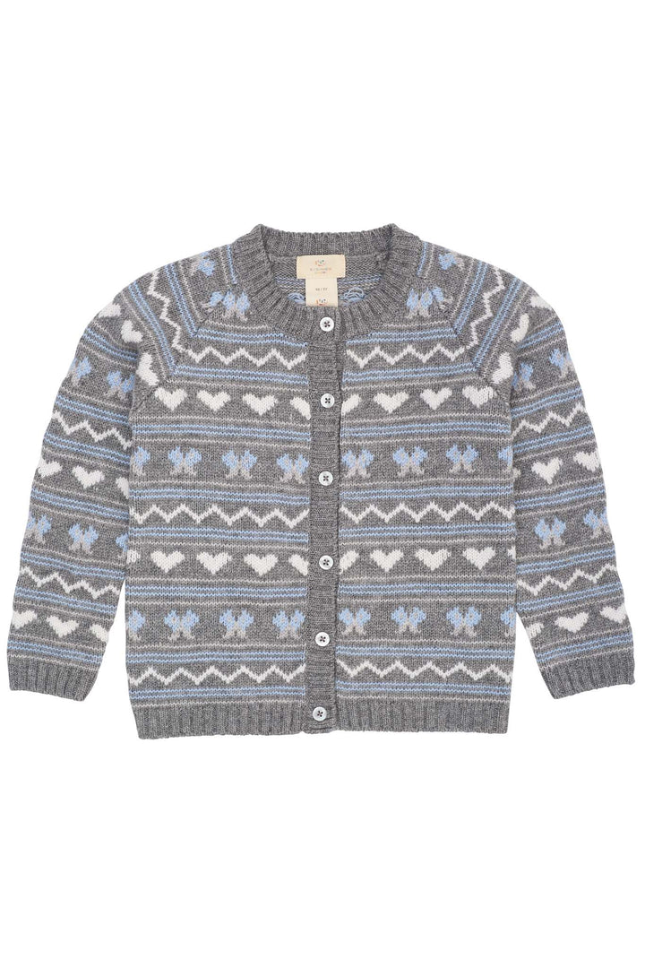 CASHMERE PATTERN CARDIGAN - DK GREY COMB