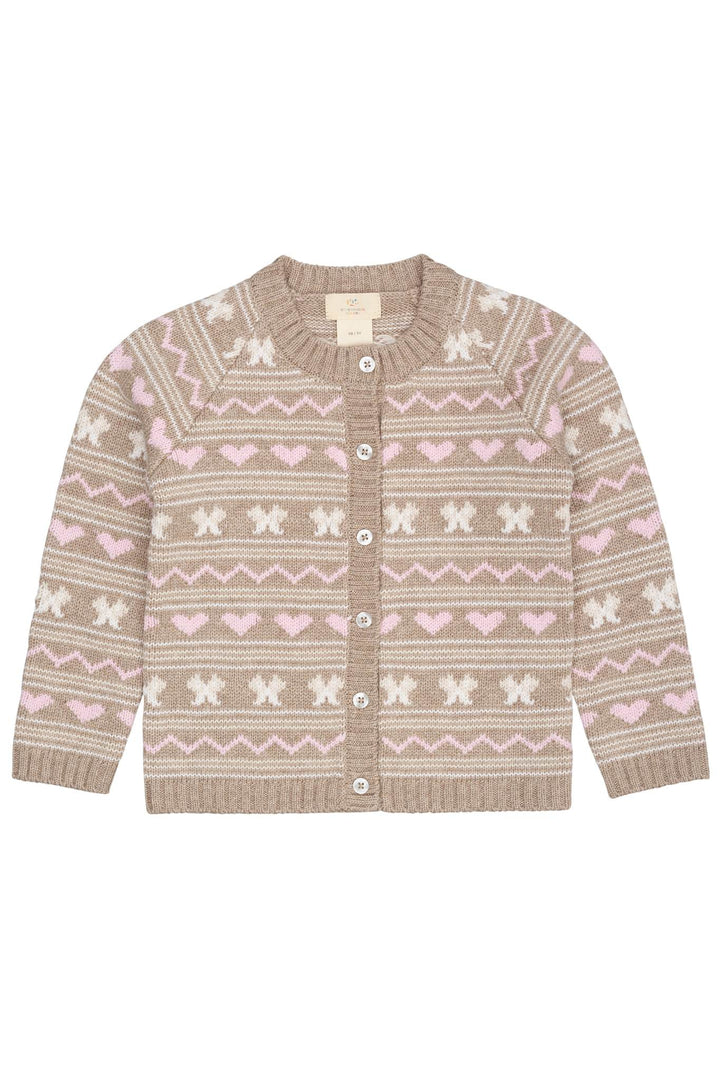 CASHMERE PATTERN CARDIGAN - SAND COMB.