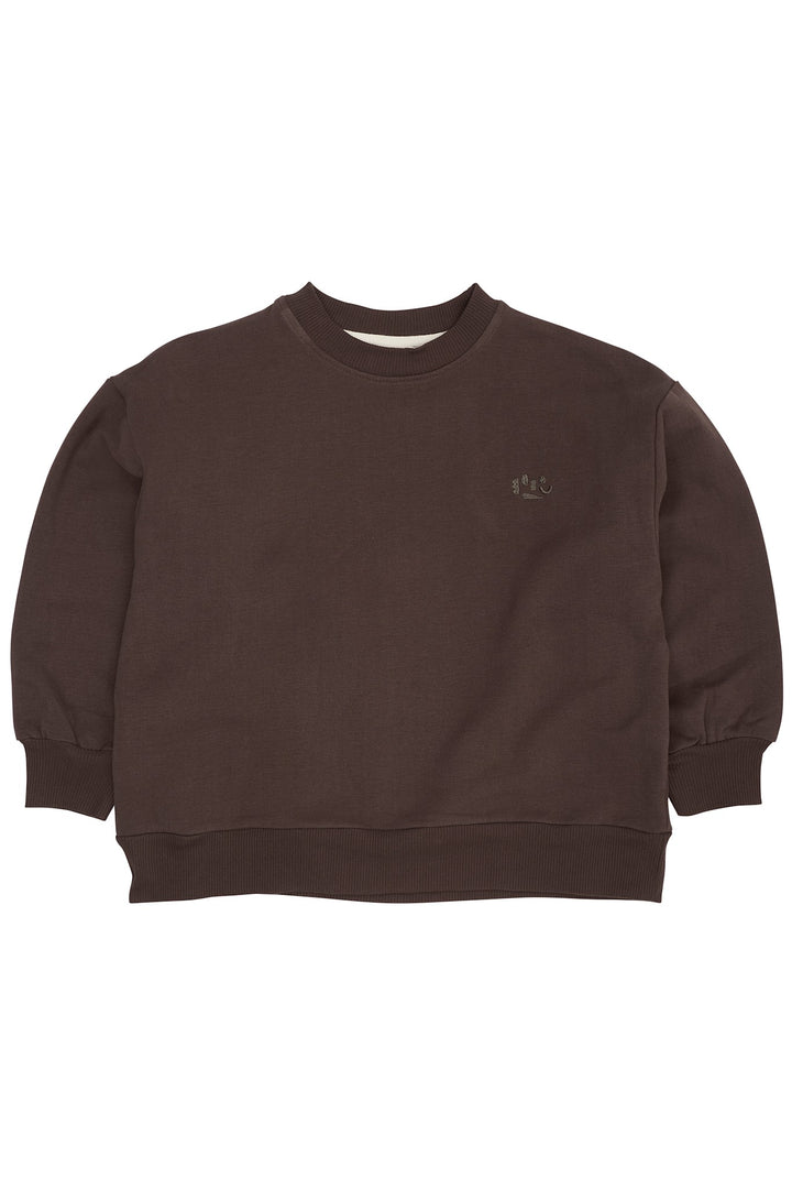 CLASSIC SWEATSHIRT W. LOGO EMB. - BROWN MEL