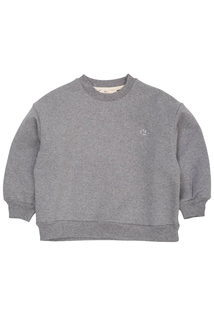 CLASSIC SWEATSHIRT W. LOGO EMB. - DK GREY MEL