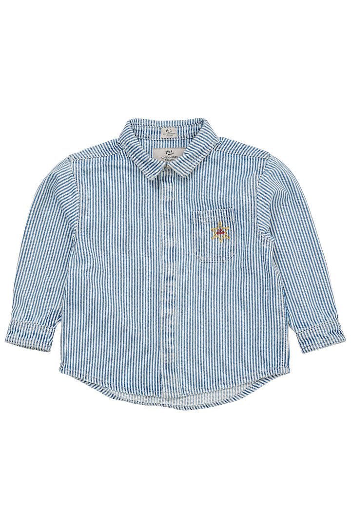Y/D STRIPE TWILL OVERSHIRT - DENIM BLUE STRIPE