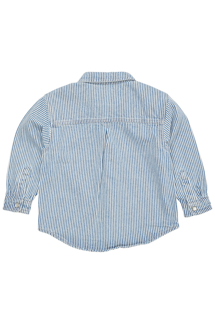 Y/D STRIPE TWILL OVERSHIRT - DENIM BLUE STRIPE