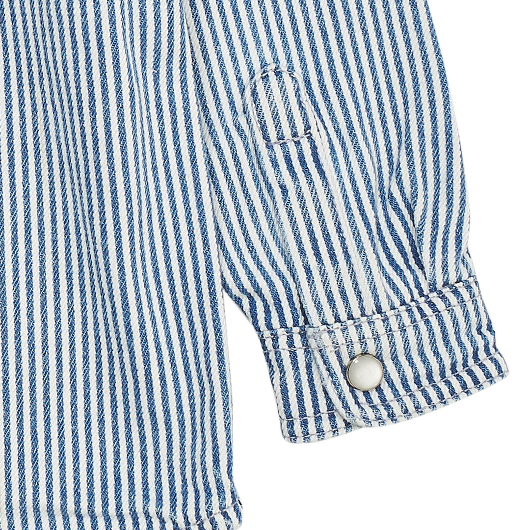 Y/D STRIPE TWILL OVERSHIRT - DENIM BLUE STRIPE