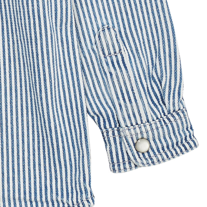 Y/D STRIPE TWILL OVERSHIRT - DENIM BLUE STRIPE