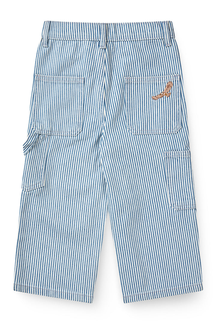 Y/D Stripe Twill Cargo Pants w. Adj. Waist - Denim Blue Stripe Eagle
