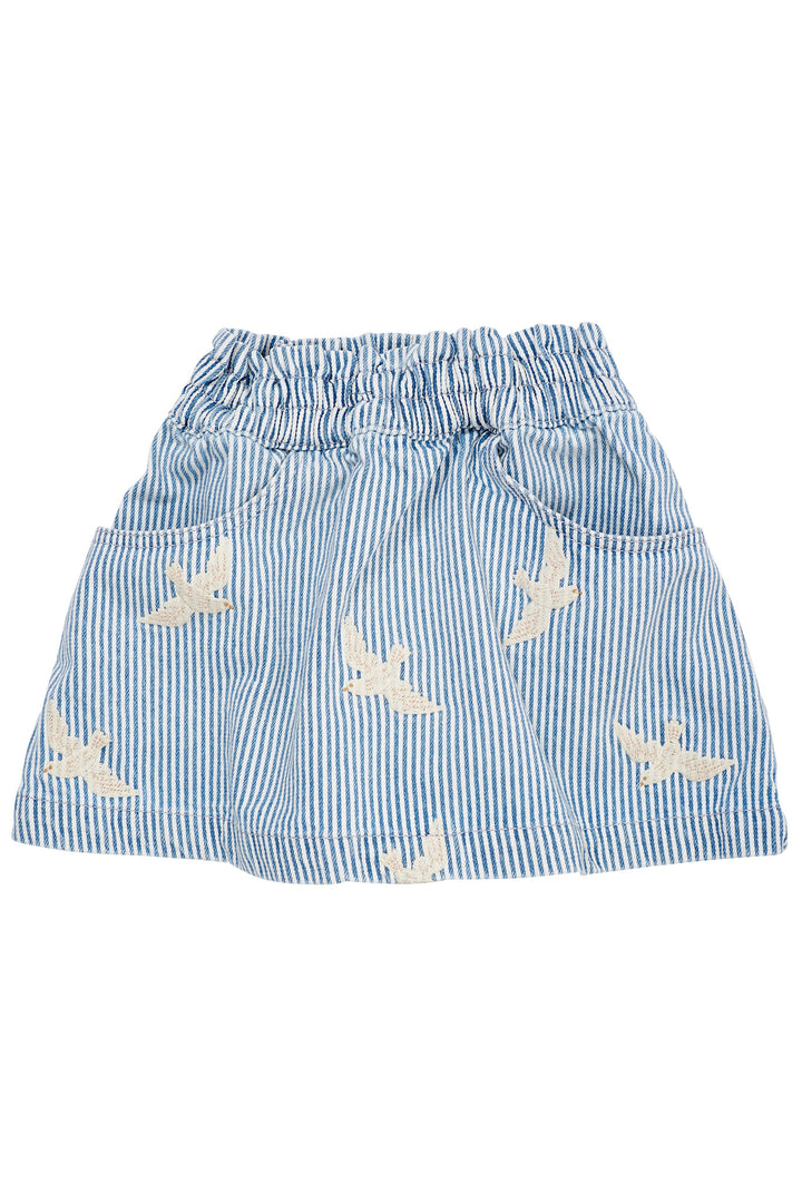 Y/D TWILL SKIRT W. EMBROIRDEY - DENIM BLUE STRIPE