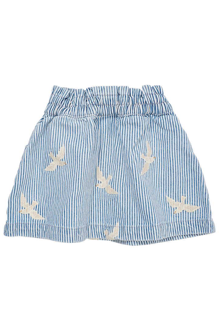 Y/D TWILL SKIRT W. EMBROIRDEY - DENIM BLUE STRIPE