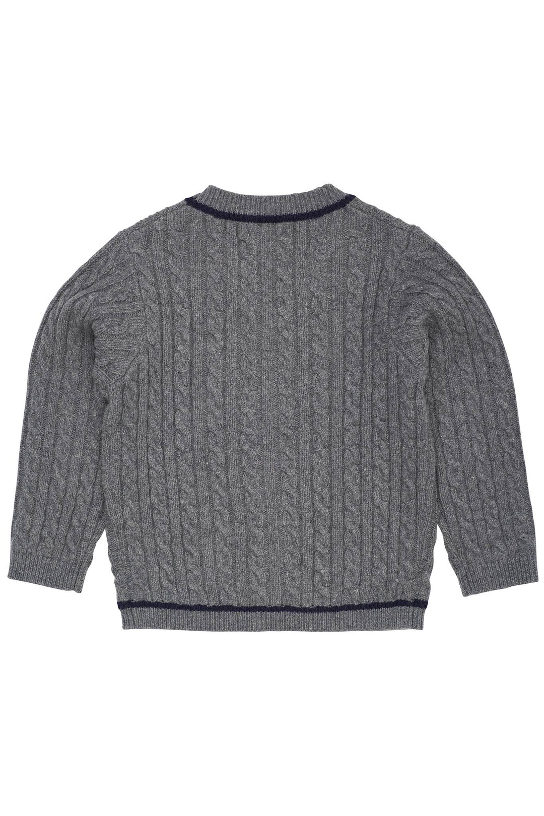 LAMBSWOOL GRANDAD CARDIGAN - DK GREY/NAVY COMB.
