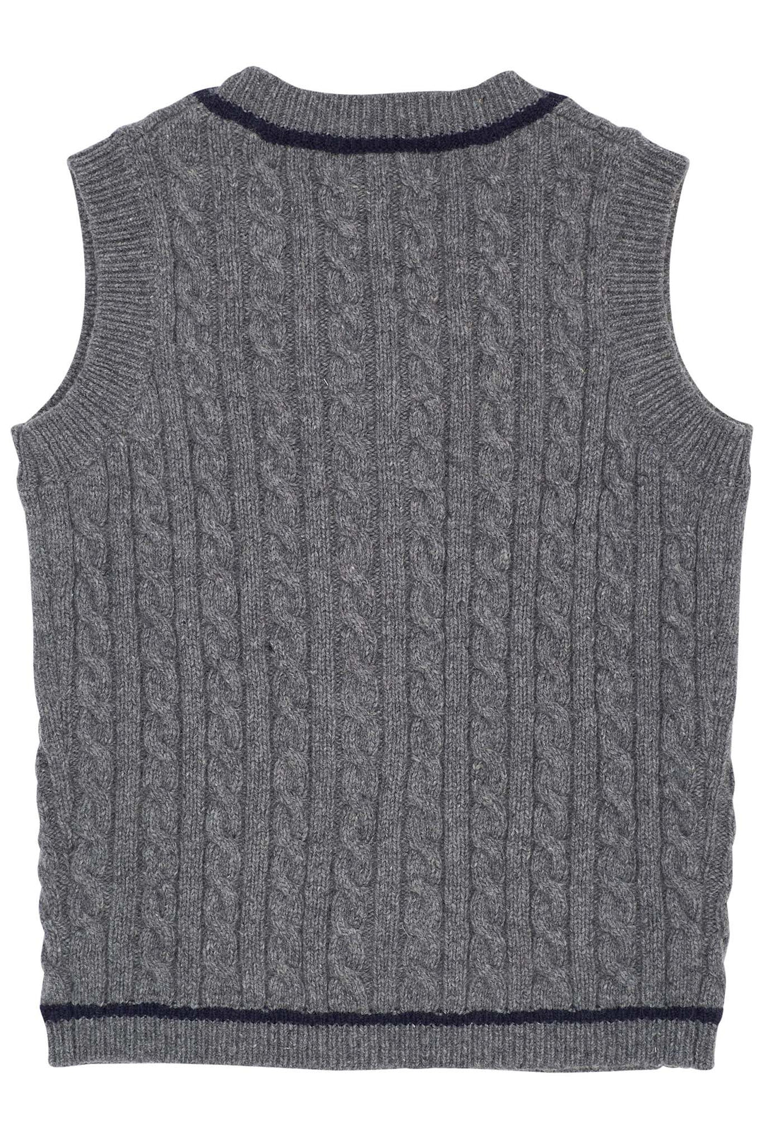 LAMBSWOOL GRANDAD VEST - DK GREY/NAVY COMB.
